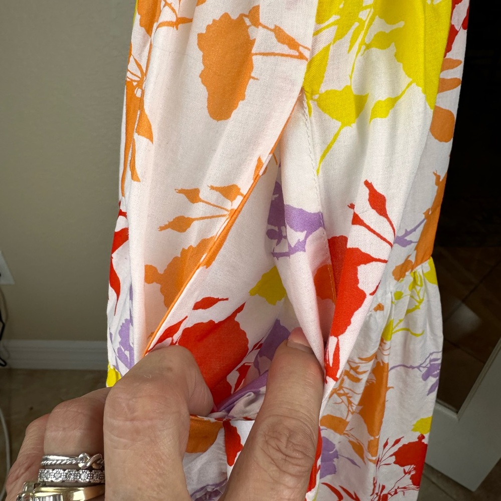 Peter Som size 0 RTR Yellow Red floral Sundress Spaghetti Strap Midi - Picture 9 of 15